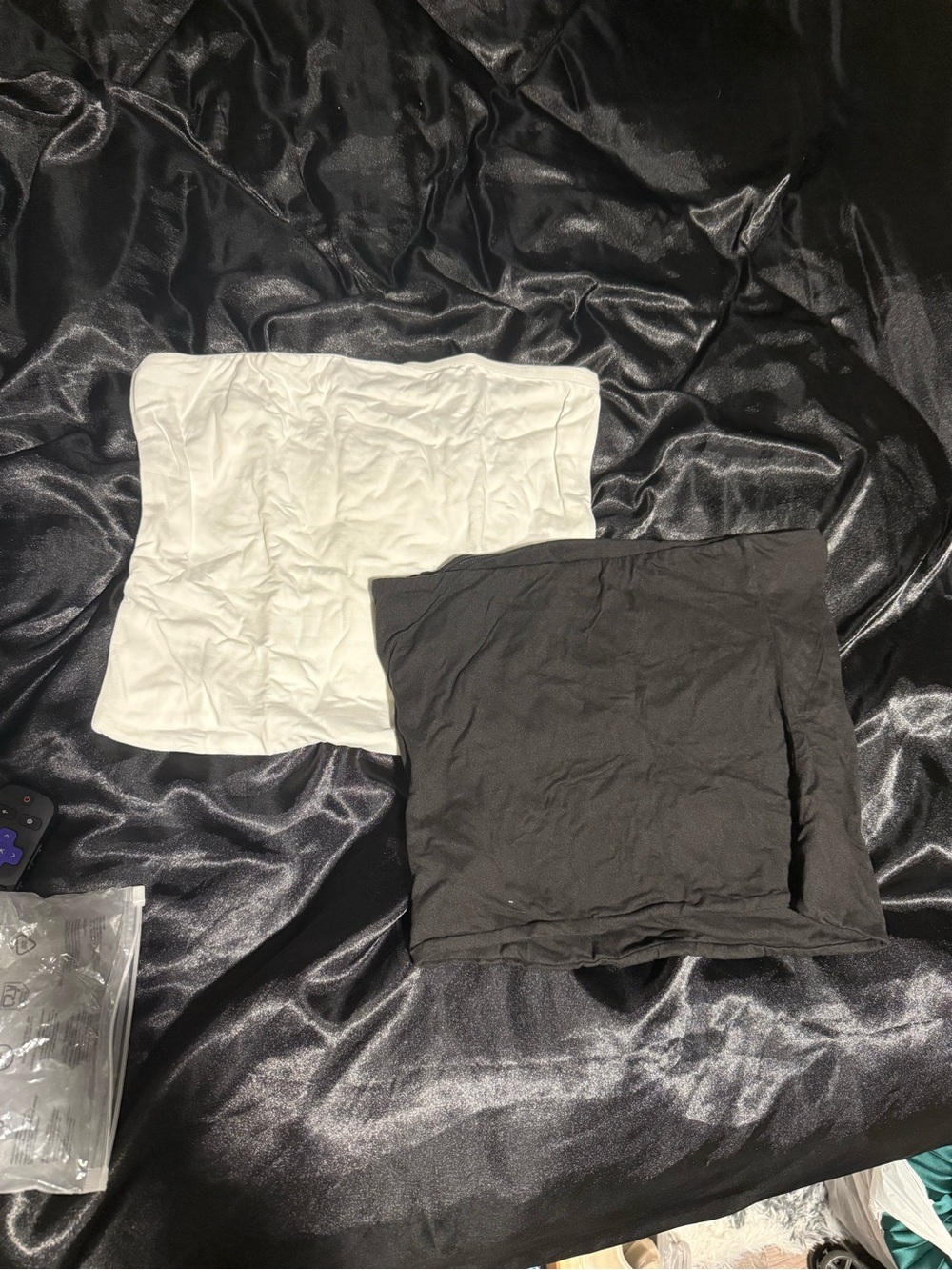 SHEIN White and Black Strapless Crop Tops - 2 Pack